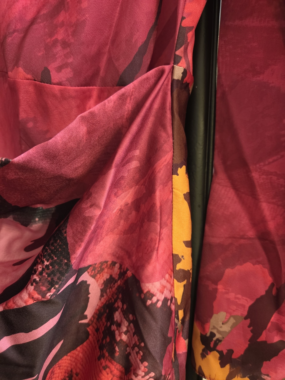 ASOS Red and Pink Abstract Long Sleeve Draped Maxi Dress - Picture 5 of 8